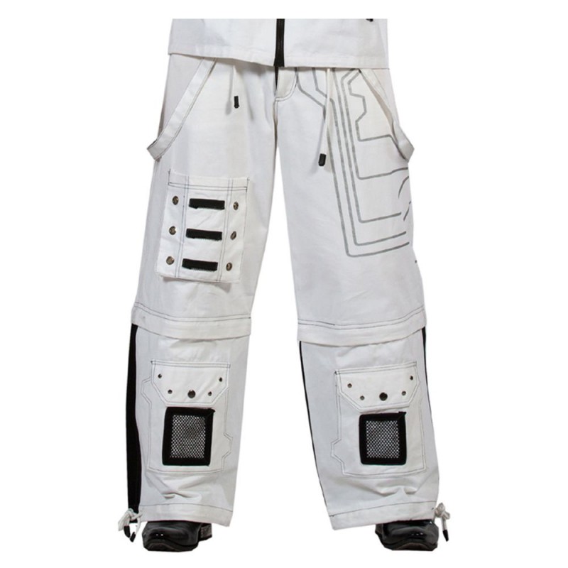 Men Gothic Trousers White Black Straps Trousers Gothic Pant Punk Cyber Pant